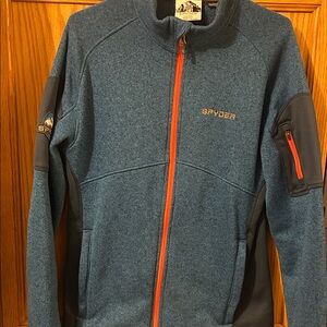Spyder Men's Performance Jacket in Blue with Orange Zipper